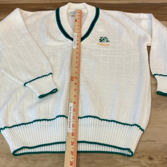 Vintage Quills Woollen Market Ireland Cricket Sweater Mens Large Shamrock Green - Picture 5 of 7